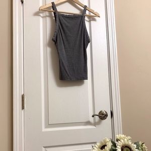 FREE PEOPLE Gray High Neck Tank